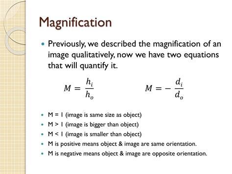 equation to work out magnification.